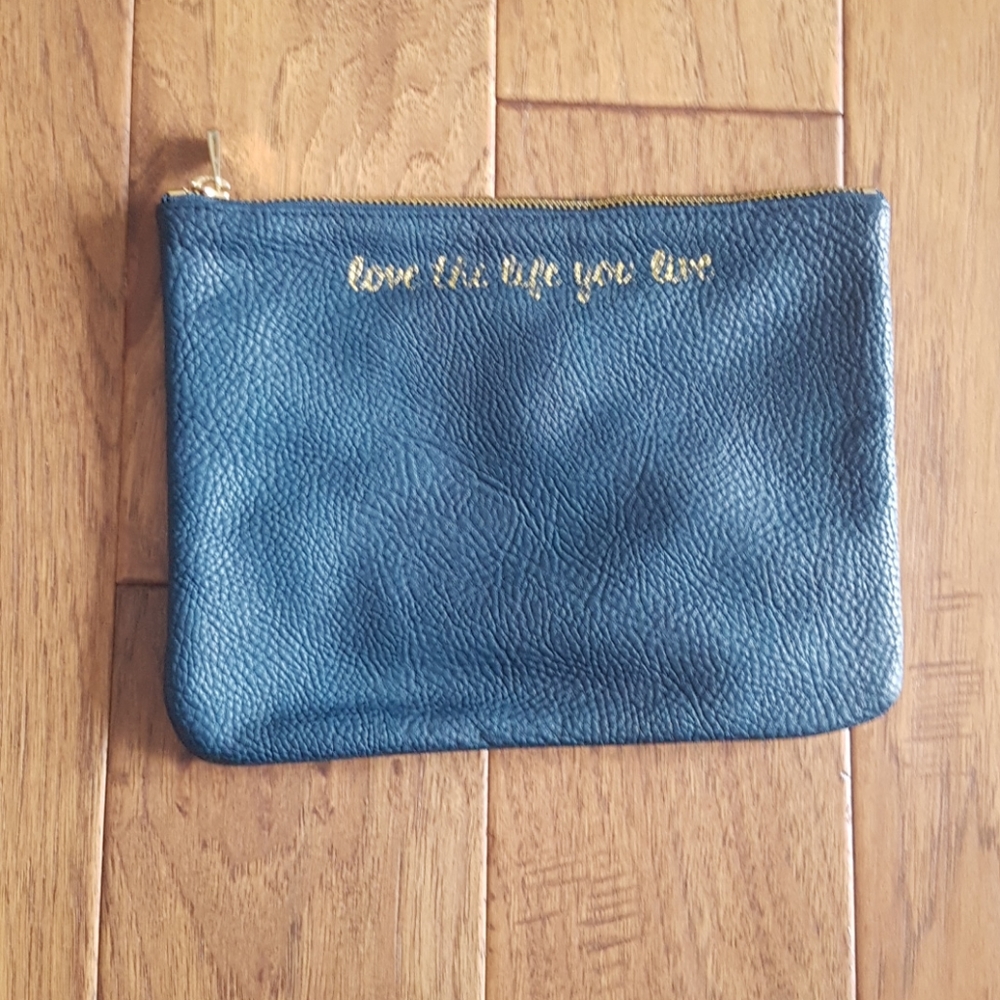 Indigo Love the Life You Live Pouch Gold Zipper